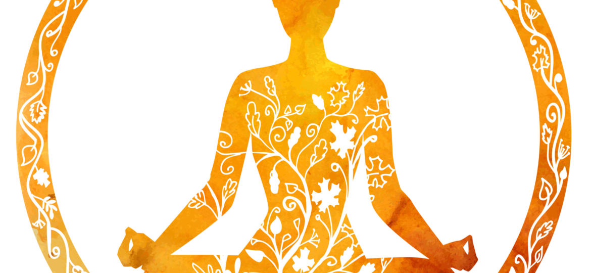 Female silhouette in yoga lotus pose.