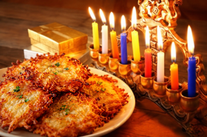 Cozy Hanukkah Latkes and Menorah